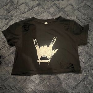 Edgy Black Graphic Crop Top